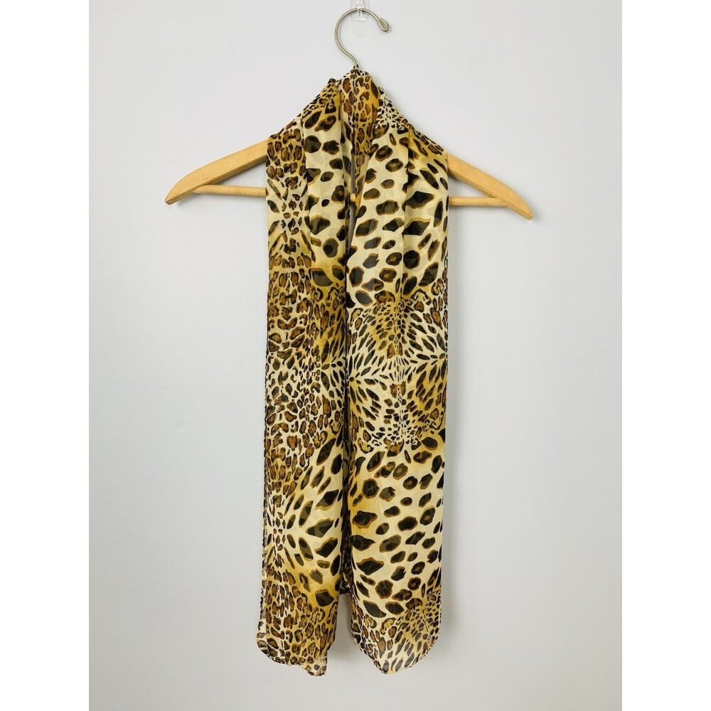 Leopard Print Women's Fashion Scarf, Lightweight Animal Print Scarf